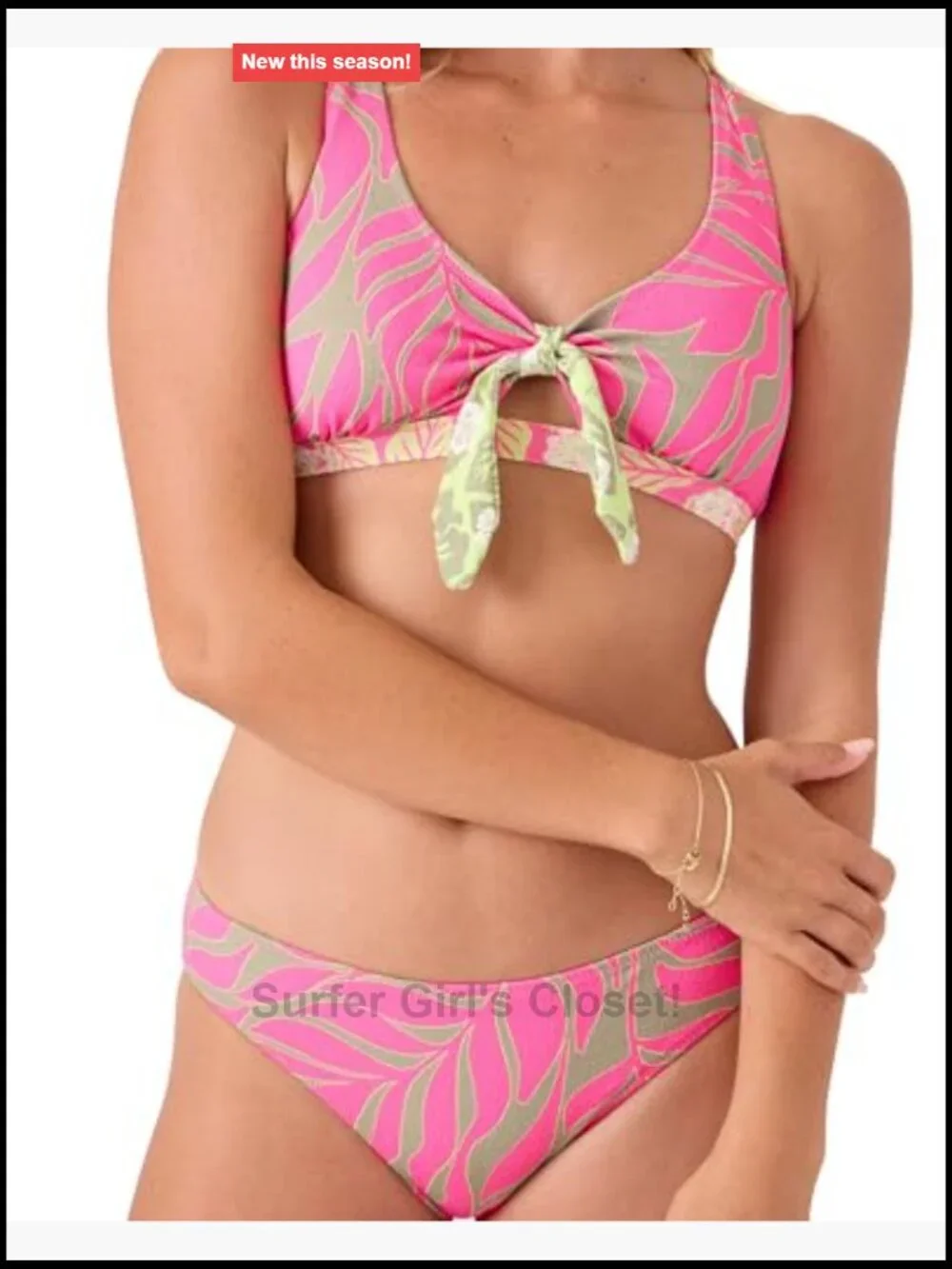 Women's Triangle Bikini Top with Front Tie - UPF 50+, Quick-Dry, Removable